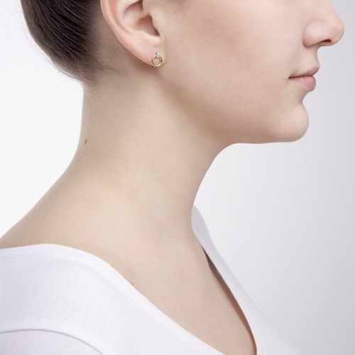 Kolczyki kółka Savicki: złote, diamenty